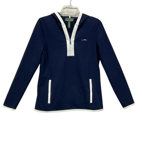 Lauren Ralph Lauren 1/4-Zip Pullover Women's Size M Navy w/White Trim Athleisure - Picture 1 of 8